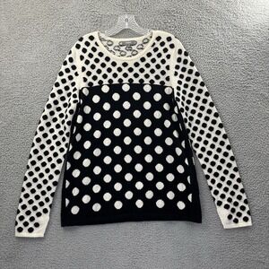 Neiman Marcus 100% Cashmere Sweater Polka Dot Quiet Luxury Women's Large